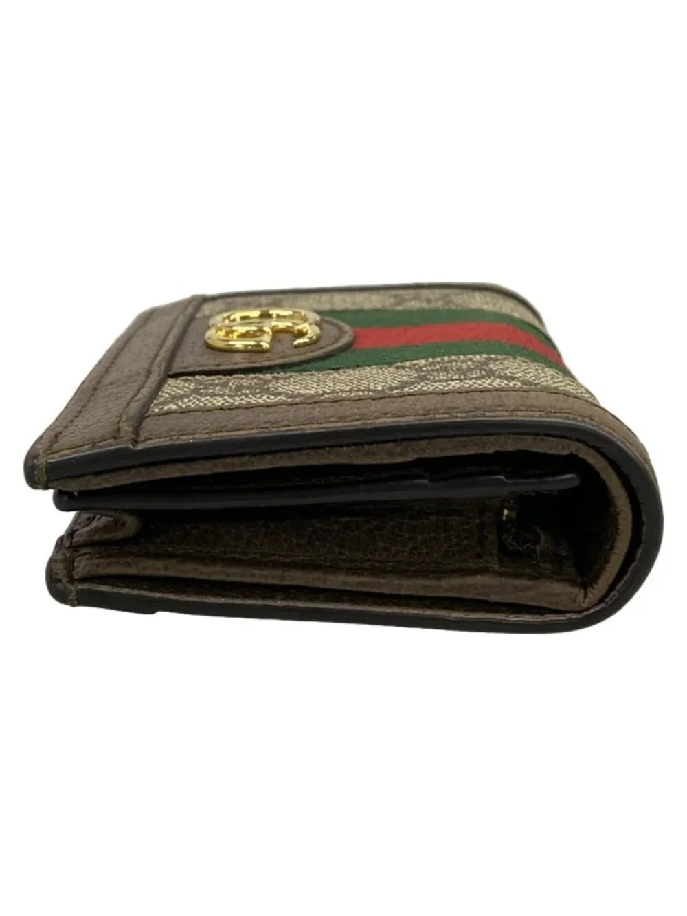 ★SOLD★ Gucci Bifold Wallet Ophidia Beige Ebony Dark Brown Leather - Picture 9 of 12